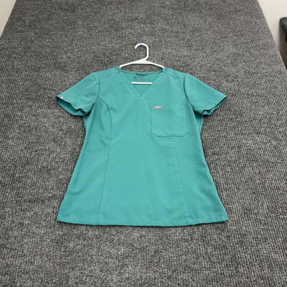 Figs Scrub Top Womens XSโ Teal Polyester Rayon V-Neck Technical Collection Casma
